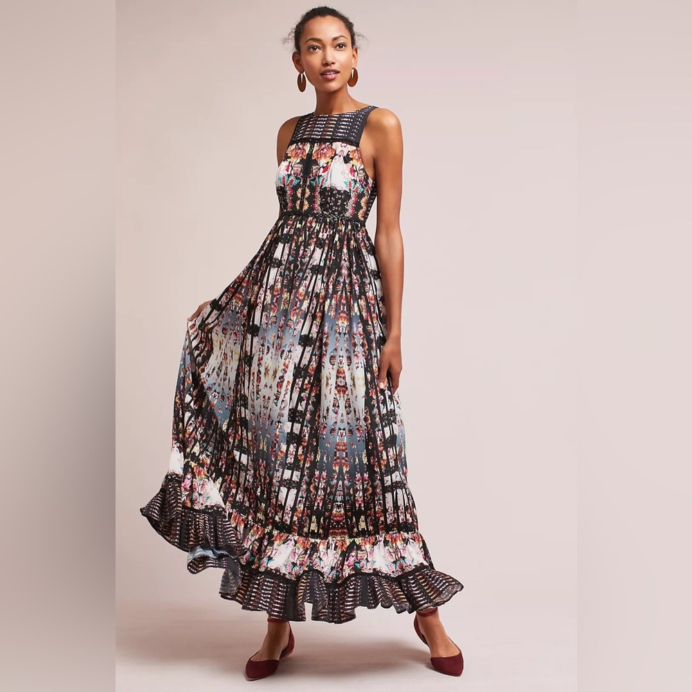 Bhanuni by Jyoti Amira Ruffle Tiered Floral Boho Maxi Dress 4